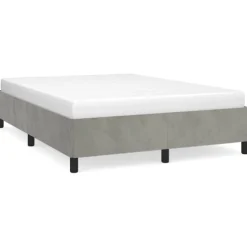 vidaXL Bedframe zonder matras lichtgrijs 152x203 cm Queen fluweel