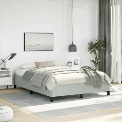 vidaXL Bedframe zonder matras lichtgrijs 152x203 cm Queen fluweel