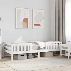 vidaXL Bedframe zonder matras massief grenenhout wit 90x200 cm