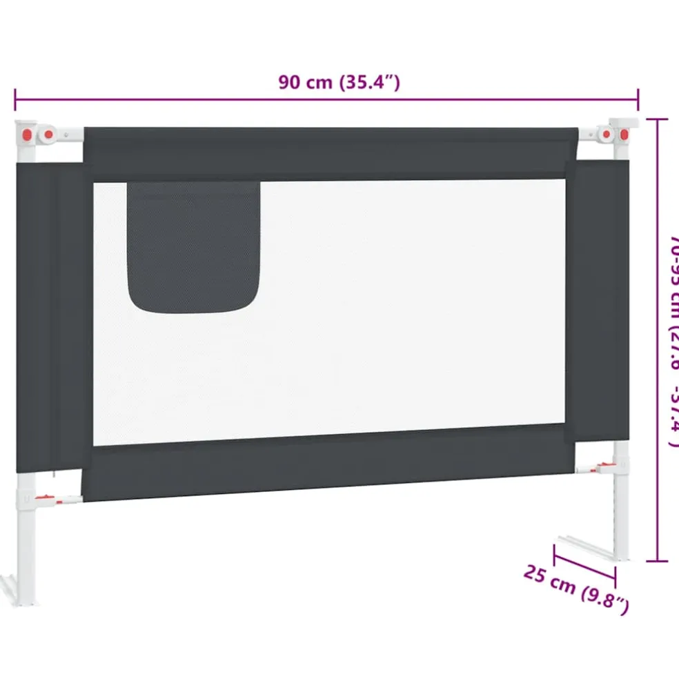 vidaXL Bedhekje peuter 90x25 cm stof donkergrijs