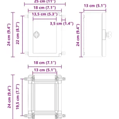 vidaXL Bedieningskast Grijs 25 x 13 x 24 cm ABS Kunststof