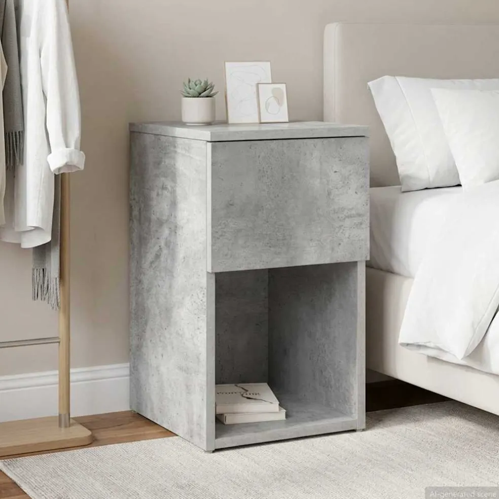 vidaXL Bed kast Betongrijs 29 x 31,5 x 49 cm Bewerkt hout