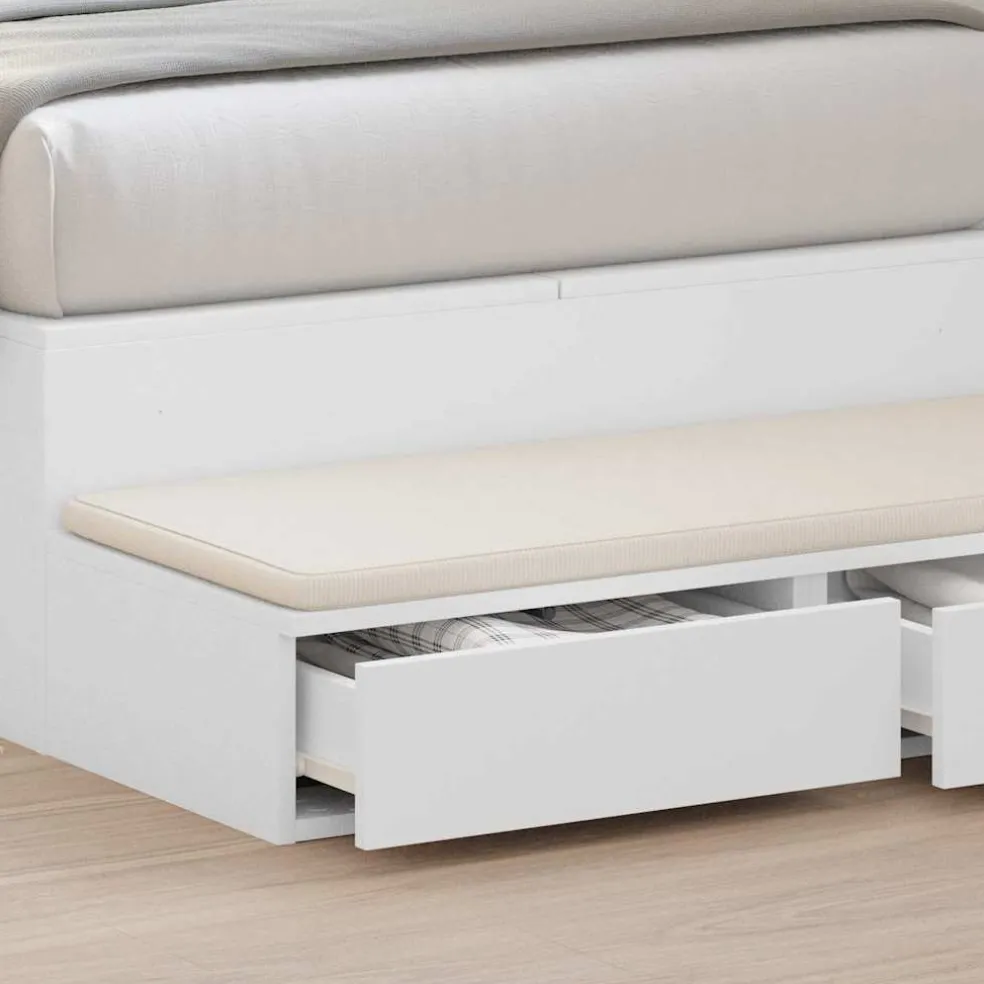 vidaXL Bedlades Wit 100 x 36,5 x 16,5 cm Bewerkt hout