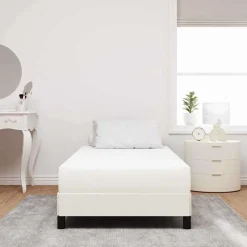 vidaXL Bedmatras met matras Crème 80 x 200 cm Stof