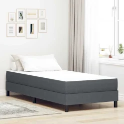 vidaXL Bedmatras met matras Grijs 80 x 200 cm Stof