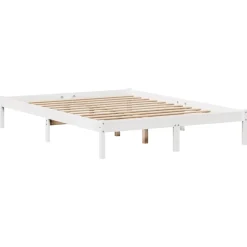 vidaXL Bed met boekenkast zonder matras grenenhout wit 135x190 cm