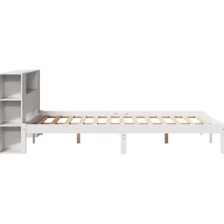 vidaXL Bed met boekenkast zonder matras grenenhout wit 135x190 cm