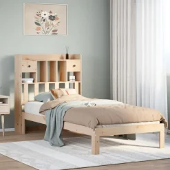 vidaXL Bed met boekenkast zonder matras massief grenenhout 90x200 cm