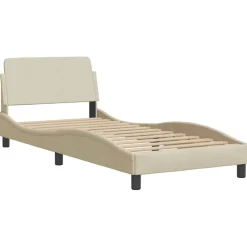 vidaXL Bed met matras "Dover" stof crèmekleurig 80x200 cm