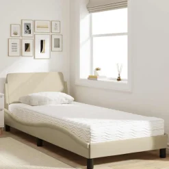 vidaXL Bed met matras "Dover" stof crèmekleurig 80x200 cm