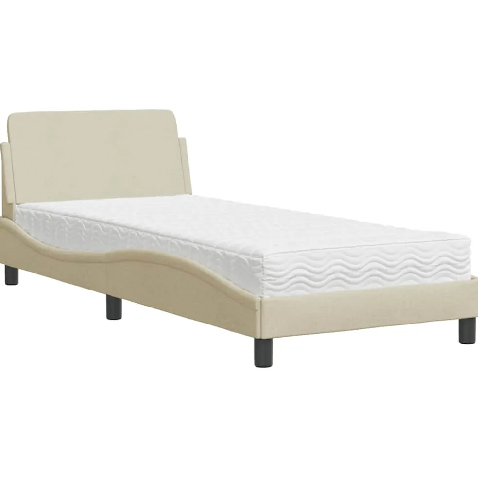 vidaXL Bed met matras "Dover" stof crèmekleurig 80x200 cm