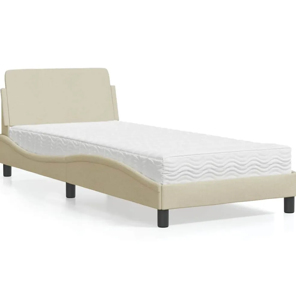 vidaXL Bed met matras "Dover" stof crèmekleurig 80x200 cm