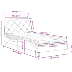 vidaXL Bed met matras fluweel donkergrijs 80x200 cm