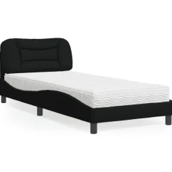 vidaXL Bed met matras "Hvar" stof zwart 80x200 cm