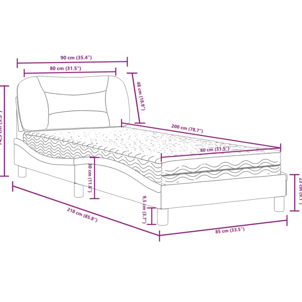 vidaXL Bed met matras "Hvar" stof zwart 80x200 cm