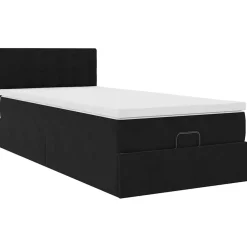 vidaXL Bed poef met matras en LED's 80x200 cm fluweel zwart