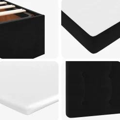 vidaXL Bed poef met matras en LED's 80x200 cm fluweel zwart