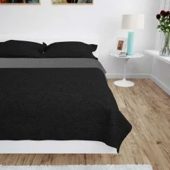 vidaXL Bedsprei dubbelzijdig 170x210 cm quilt grijs en zwart