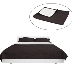 vidaXL Bedsprei dubbelzijdig 170x210 cm quilt crème en bruin