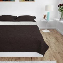 vidaXL Bedsprei dubbelzijdig 170x210 cm quilt crème en bruin