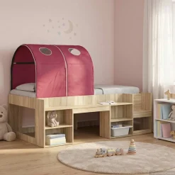 vidaXL Bedtunnel voor kinderbedden 2 st Rood Polyester