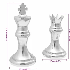 vidaXL Beelden 2 st Zilver 17 x 17 x 42 cm Aluminium