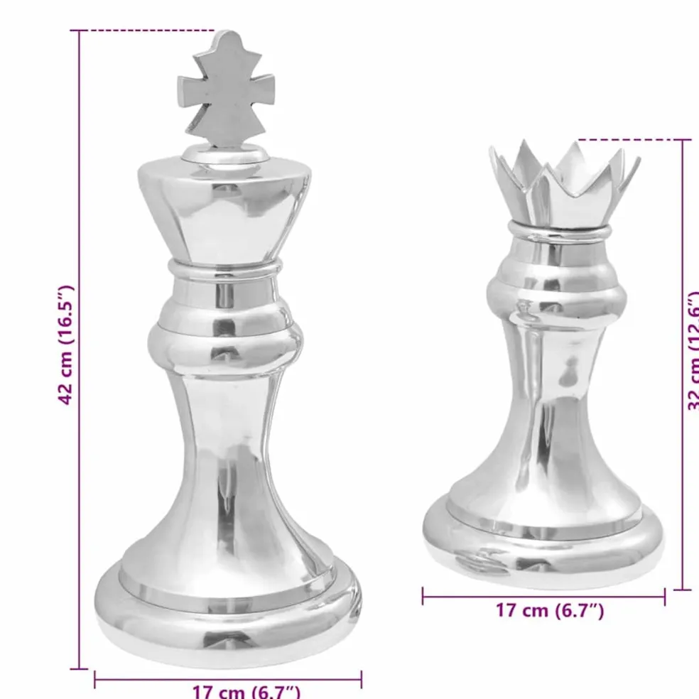 vidaXL Beelden 2 st Zilver 17 x 17 x 42 cm Aluminium