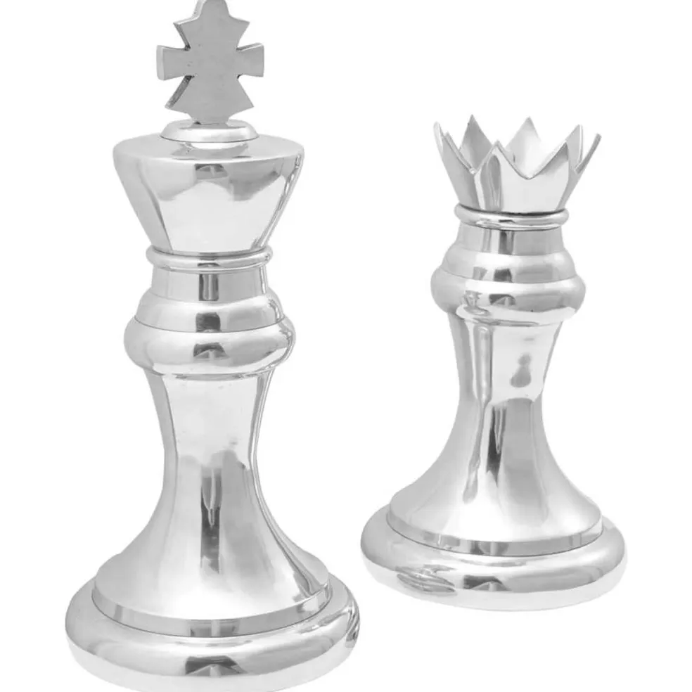 vidaXL Beelden 2 st Zilver 17 x 17 x 42 cm Aluminium