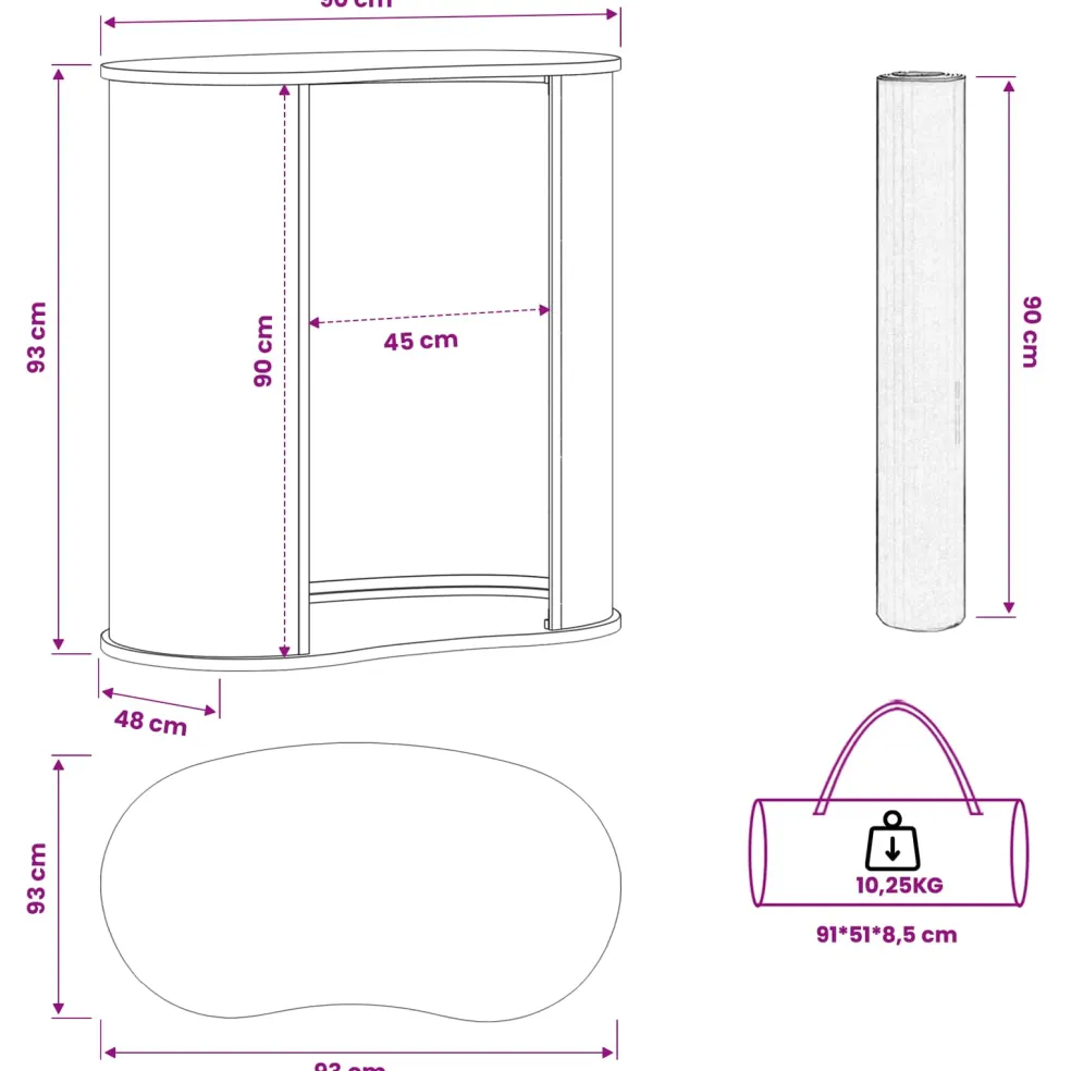 vidaXL Beursbalie Lichtbruin en wit 80 x 40 x 93 cm Bewerkt hout en PP