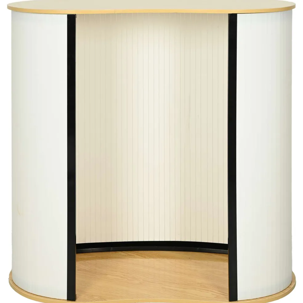 vidaXL Beursbalie Lichtbruin en wit 80 x 40 x 93 cm Bewerkt hout en PP