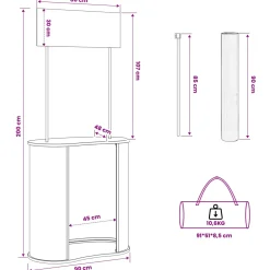 vidaXL Beursbalie Lichtbruin en wit 90 x 48 x 200 cm