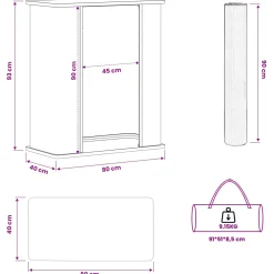 vidaXL Beursbalie Zwart en Wit 80 x 40 x 93 cm Bewerkt hout en PP