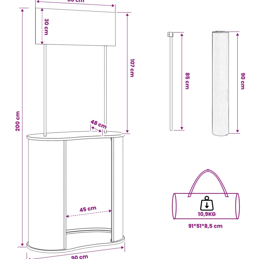 vidaXL Beursbalie Zwart en Wit 90 x 48 x 200 cm Bewerkt hout en PP