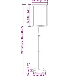 vidaXL Beurs Displays Zilver 30 x 25 x 128 cm Aluminium