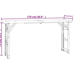 vidaXL Biertafel inklapbaar 170x50x75/105 cm massief vurenhout