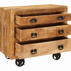 vidaXL Bijzetkast met lade Bruin 70 x 38 x 63 cm massief mangohout