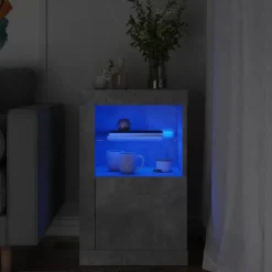 vidaXL Bijzetkast met LED-verlichting bewerkt hout betongrijs