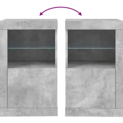 vidaXL Bijzetkast met LED-verlichting bewerkt hout betongrijs