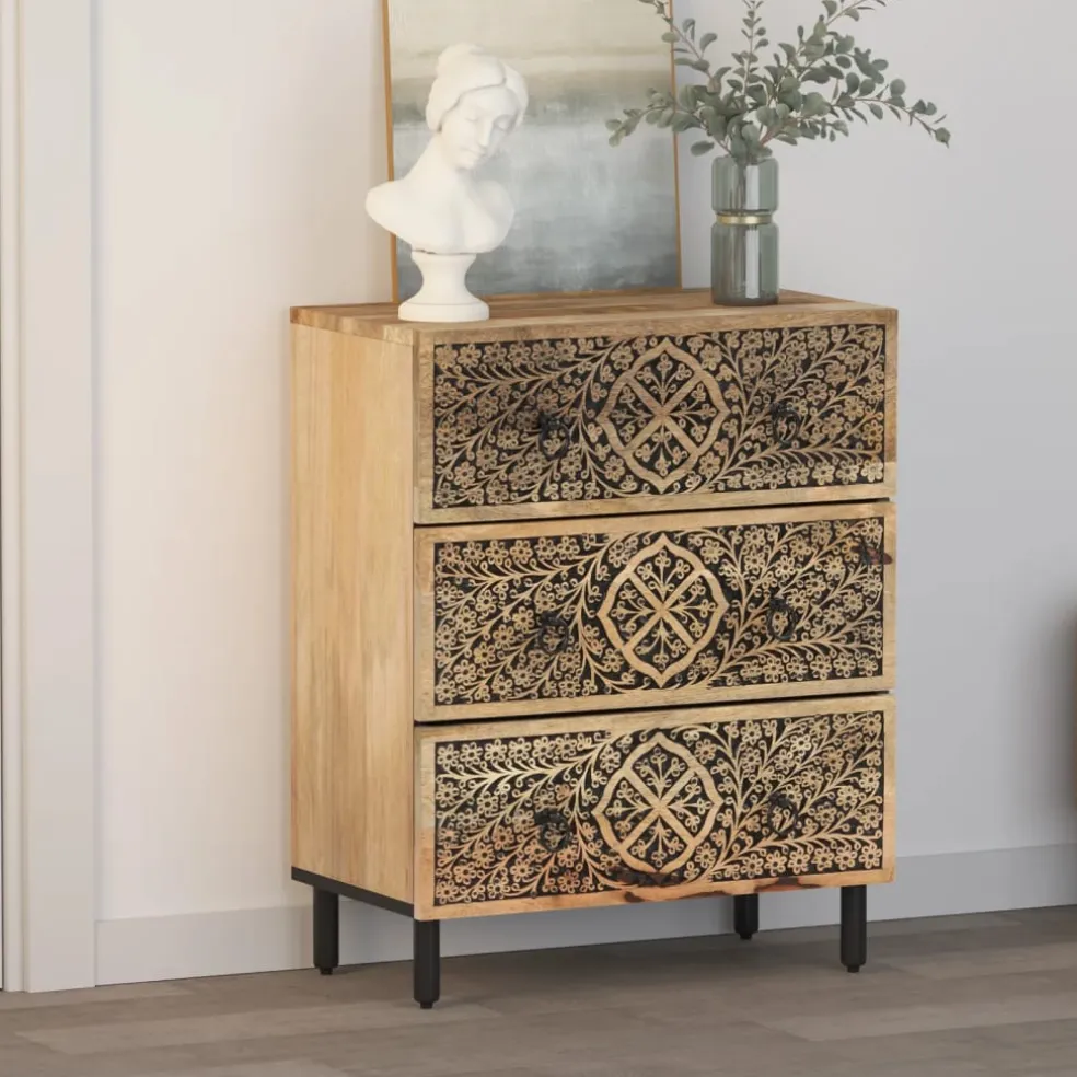 vidaXL Bijzetkast 60x33x75 cm massief mangohout