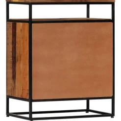 vidaXL Bijzetkast 60x35x76 cm massief gerecycled hout en staal