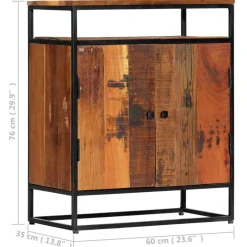 vidaXL Bijzetkast 60x35x76 cm massief gerecycled hout en staal