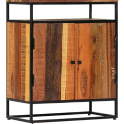 vidaXL Bijzetkast 60x35x76 cm massief gerecycled hout en staal