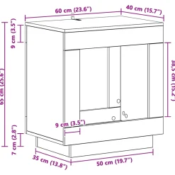 vidaXL Bijzettafel Artisanaal eiken 60 x 40 x 65 cm Bewerkt hout