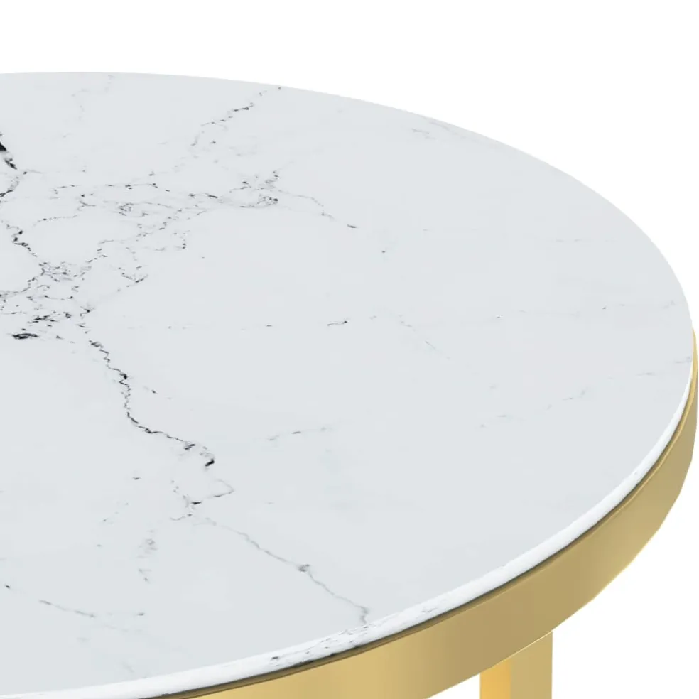 vidaXL Bijzettafel 45 cm gehard glas goudkleurig en witmarmer
