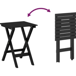 vidaXL Bijzettafel inklapbaar massief populierenhout zwart