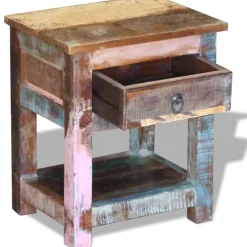 vidaXL Bijzettafel met lade 43x33x51 cm massief gerecycled hout