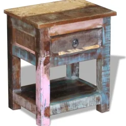 vidaXL Bijzettafel met lade 43x33x51 cm massief gerecycled hout