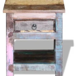 vidaXL Bijzettafel met lade 43x33x51 cm massief gerecycled hout