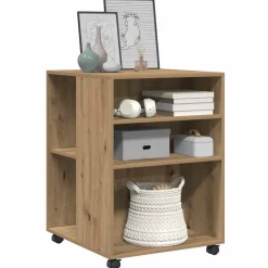 vidaXL Bijzettafel met wieltjes 55x60x78 cm hout artisanaal eikenkleur
