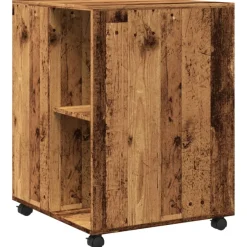 vidaXL Bijzettafel met wieltjes 55x60x78 cm bewerkt hout oud houtkleur